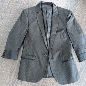 Love Moschino Black Pinstripe Satin Trim Blazer | Designer Tailored Jacket M
